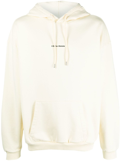 A Better Mistake Logo Print Pullover Hoodie In Neutrals