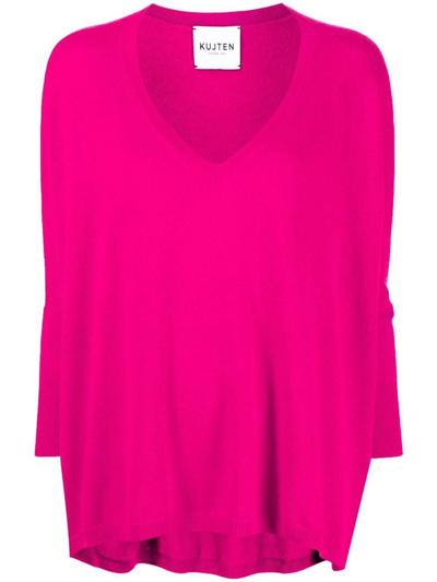 Kujten Minie V-neck Cashmere Jumper In Rosa