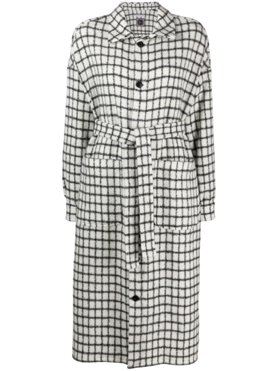 Destin Liamond Checked Belted Coat In White