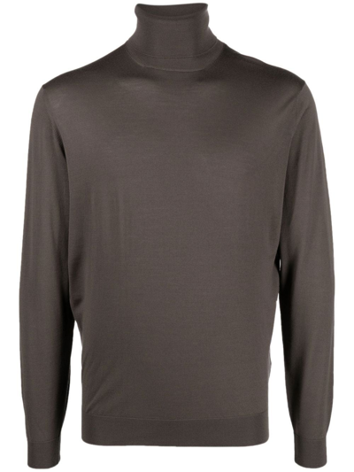 Dell'oglio Merino-wool Roll-neck Jumper In Braun