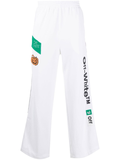 Off-white Logo-embroidered Track Pants In White