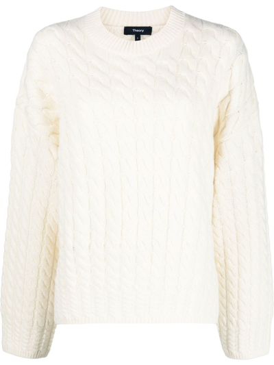 Theory Cable-knit Jumper In White