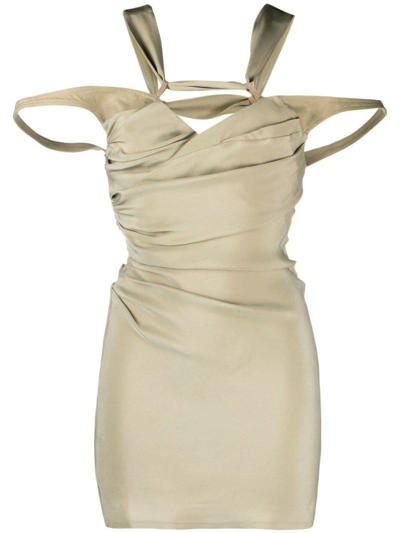 Jacquemus Soffio Off-the-shoulder Dress In Beige