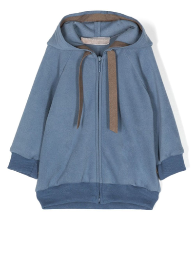 La Stupenderia Babies' Graphic-print Zip-up Sweater In Blau