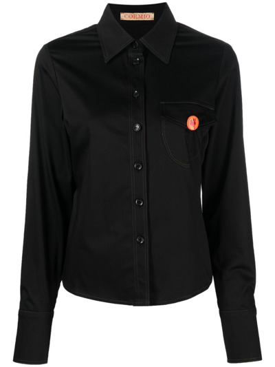 Cormio Katy Pin Badge Long-sleeved Shirt In Black