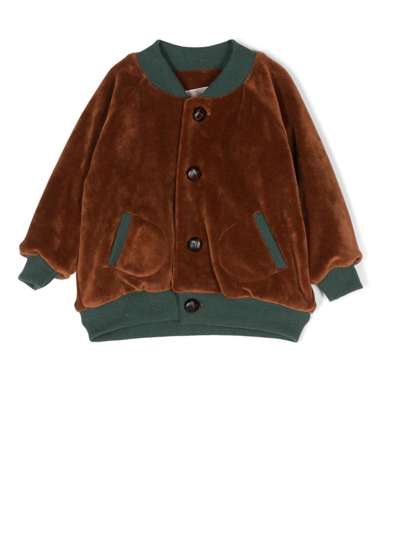 La Stupenderia Babies' Faux-fur Cardigan In Braun