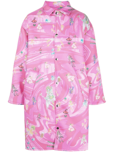 Liberal Youth Ministry Graphic-print Scuba Coat In Pink