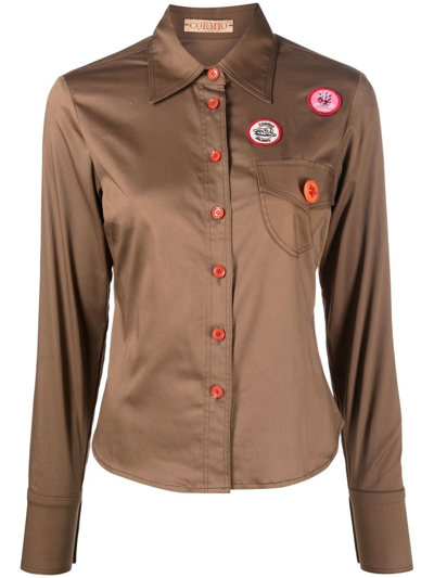 Cormio Katy Patch-detail Shirt In Brown