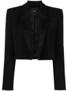 Pinko Notched-collar Cropped Blazer In Black