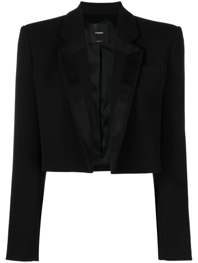 Pinko Notched-collar Cropped Blazer In Nero