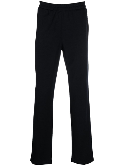 Zegna Straight-leg Wool Track Trousers In Blue