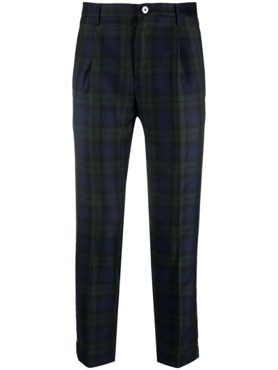 Incotex Plaid-check Print Chino Trousers In Blue