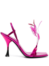 3juin Kimi Sandal In Metallised Fuchsia Leather In Rosa