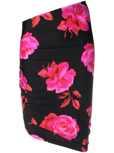 The Andamane Jamelia Floral Print Draped Miniskirt In Multi