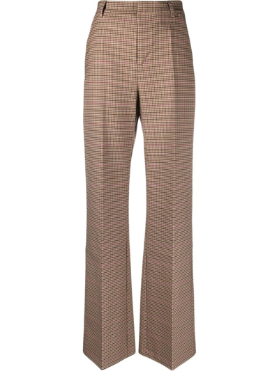 The Andamane High-waisted Checked Trousers In Brown
