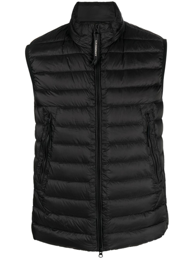C.p. Company Lens-hood Quilted Gilet In Black