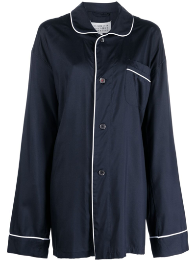 Maison Margiela Long-sleeved Oversize Shirt In Blue