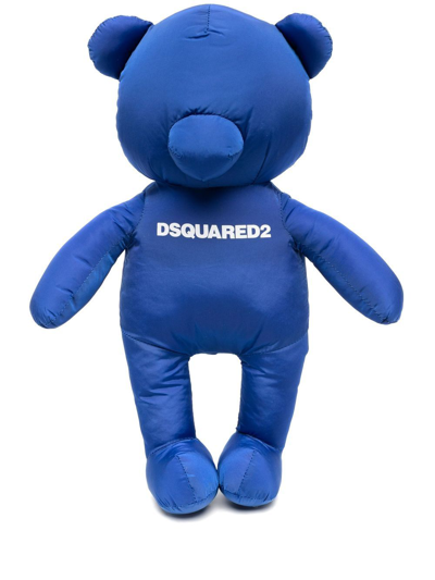 Dsquared2 Logo-print Teddy-bear Keyring In Blue