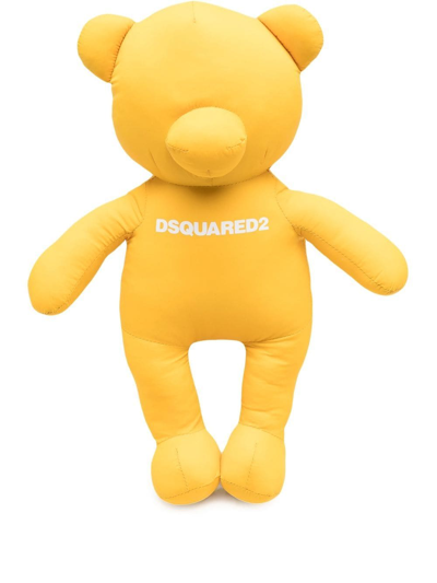 Dsquared2 Logo-print Teddy-bear Keyring In Gelb