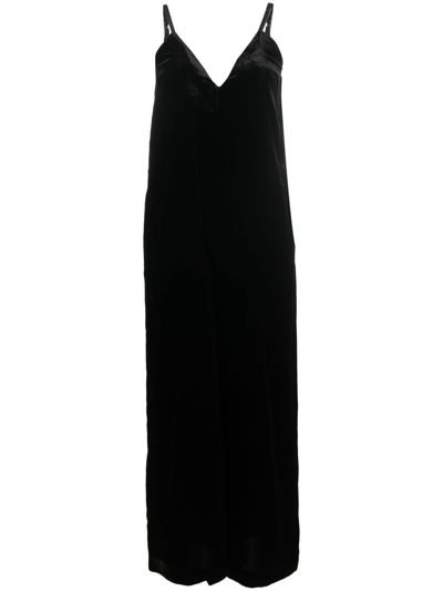 Gold Hawk Velvet Sleeveless Jumpsuit In Black