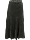 Gold Hawk Grey Velvet Flared Midi Skirt In Grau
