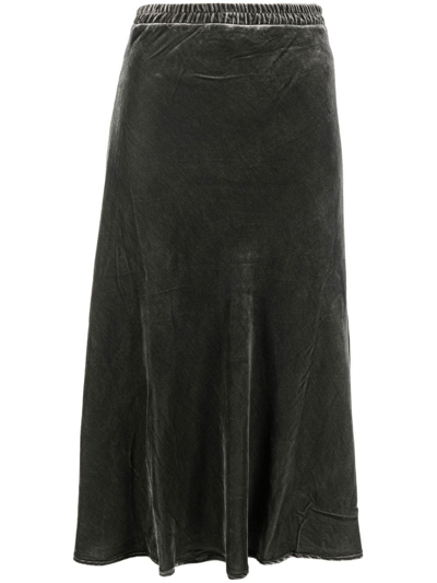 Gold Hawk Velvet Maxi Skirt In Grau