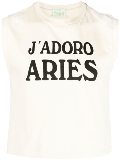 Aries J'adoro Aris Print Tank Top In Beige