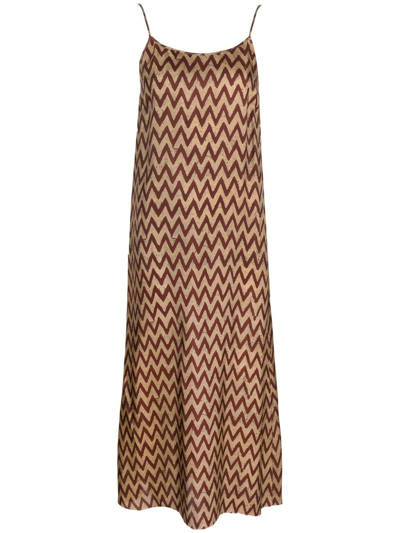 Uma Wang Zigzag-print Midi Dress In Multicolour