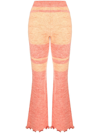 Andersson Bell Striped Knitted Flared Trousers In Rosa