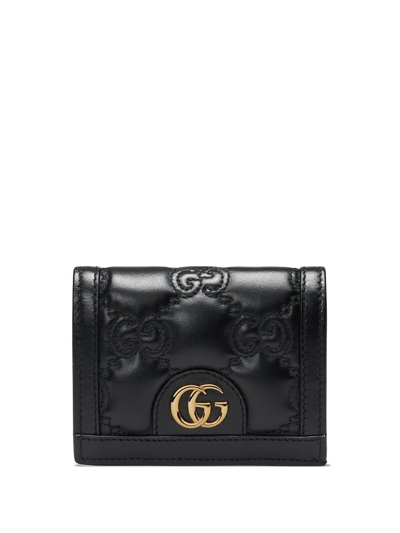 Gucci Embossed-logo Leather Wallet In Black