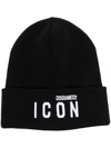 DSQUARED2 ICON-DETAIL KNITTED BEANIE