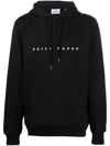 Daily Paper Drawstring Logo Print Hoodie In Schwarz