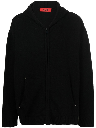 424 Zip-up Wool-blend Hoodie In Black