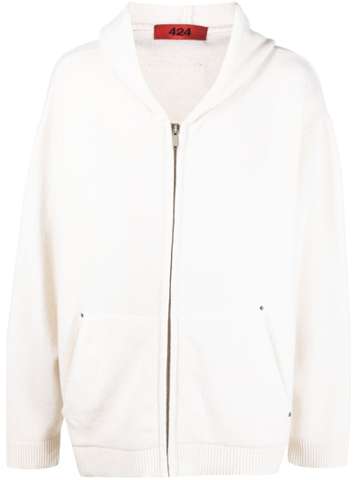 424 Zip-up Wool-blend Hoodie In White