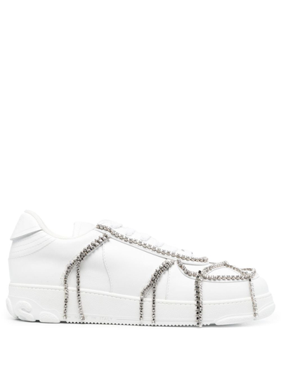 Gcds Crystal-embellished Sneakers In White