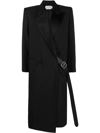Alexander Mcqueen Double-breasted Wool Blend Coat With Buckle Detail In Black