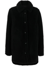 Stand Studio Single-breasted Teddy Coat With Flush Pockets In Schwarz