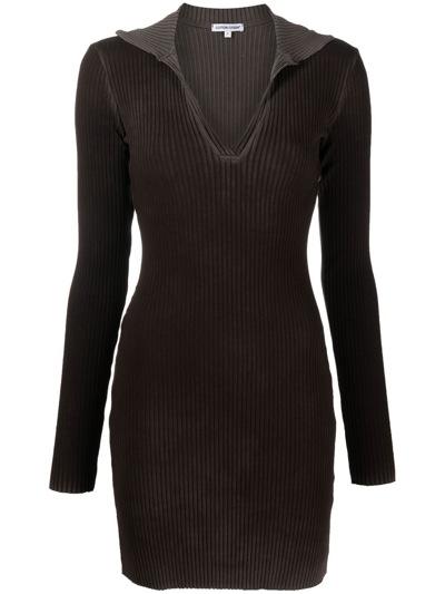 Cotton Citizen Ibiza Ribbed-knit Polo Dress In Black