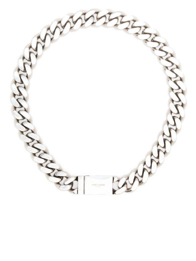 Saint Laurent Chain-detail Necklace In Silver