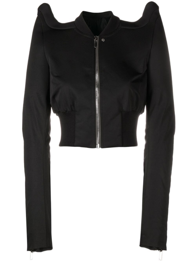 Rick Owens Tec Exaggerated-shoulder Bomber Jacket In Black Rick Owens Tec Exaggerated-shoulder Bomber Jacket In Black