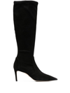 Stuart Weitzman Stuart Suede Stiletto Knee Boots In Schwarz