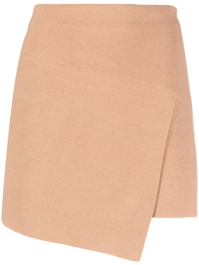 Andreädamo Asymmetric Mini Wrap Skirt In Nude