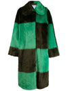 Stand Studio Checked Faux-fur Coat In Green