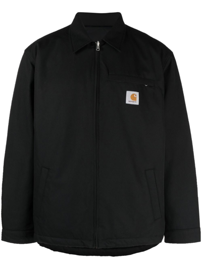 Carhartt Logo-patch Zip-up Jacket In Black
