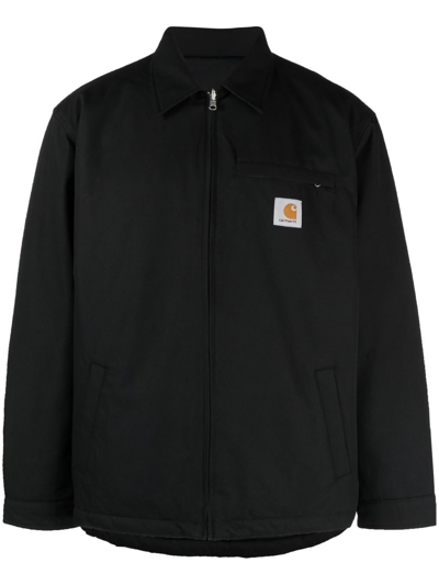 Carhartt Wip Detroit Jacket In Organic Cotton Canvas With Velvet Collar In Black