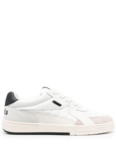 Palm Angels University Logo-print Low-top Leather Trainers In White