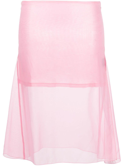 Supriya Lele Silk Midi Skirt In Pink