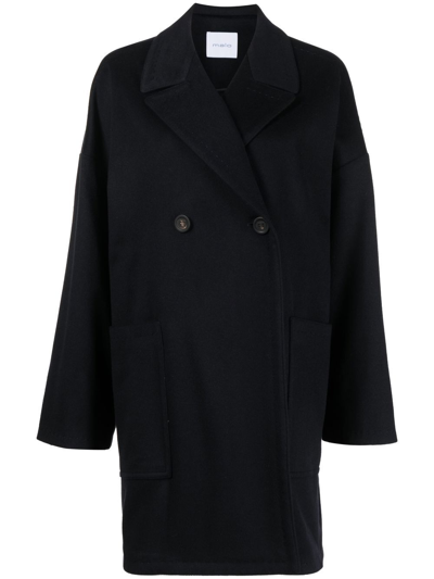 Malo Double-breasted Cashmere Coat In Blu