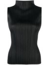 Issey Miyake Plisse Sleeveless Top In 15 Black