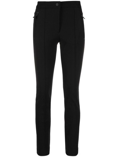 Moncler Logo-patch High-waisted Trousers In Black